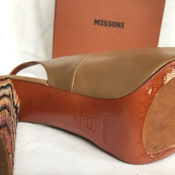 MISSONI Tan platform high heels with signature zigzag design - Picture 7 of 8